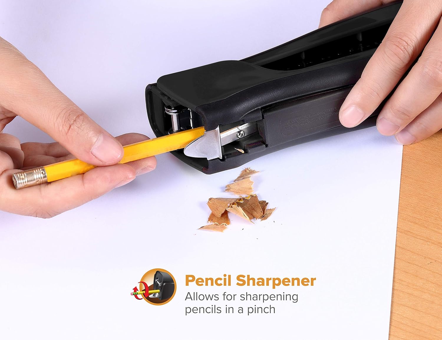 Bostitch Dynamo Stand-Up Stapler with Integrated Staple Remover and Staple Storage (B696-BLK) : Desk Staplers : Office Products