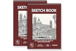 HAPIKALOR 9" x 12" Sketch Book, 2-Pack 50 Sheets Spiral Bound Art Sketchbook, Acid Free Artist Drawing Book Paper, Art Supplies for Kids, Craft Activities, Sketch Paper for Drawing Coloring Sketching(Brown)
