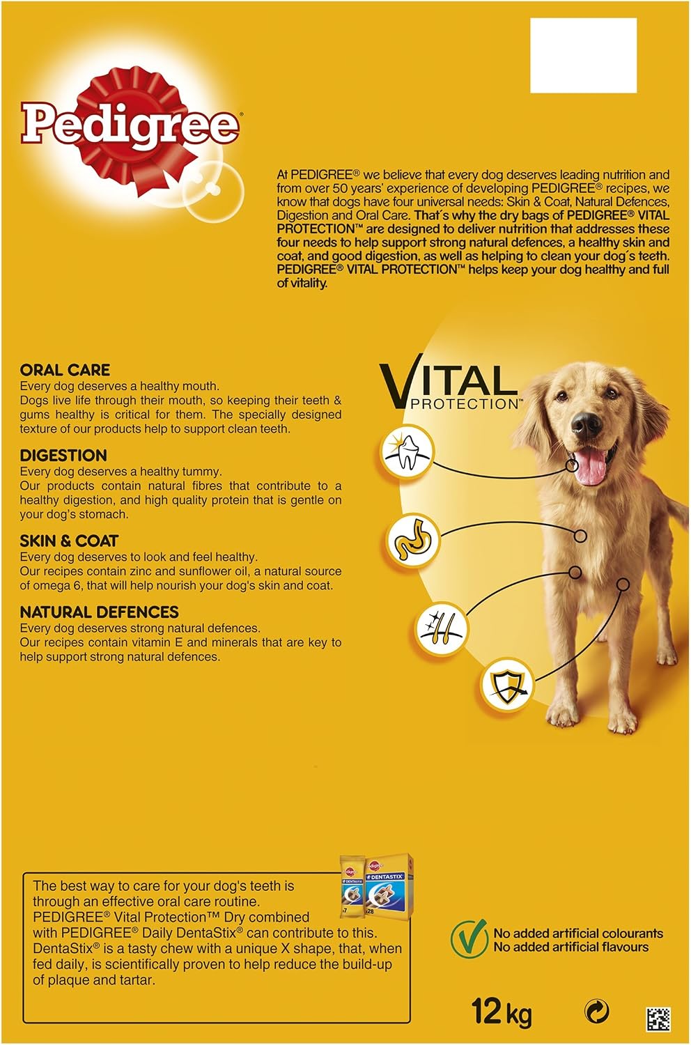 Pedigree Vital Protection Adult - Dry Dog Food for Adult Dogs - with Beef and Vegetables - 12 kg, clear, 12 kg (Pack of 1) - Image 4