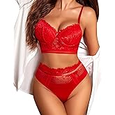 Avidlove Lingerie Sets for Women Bra and High Waist Panty Set 2 Piece Lace Babydoll Outfits S-XXL