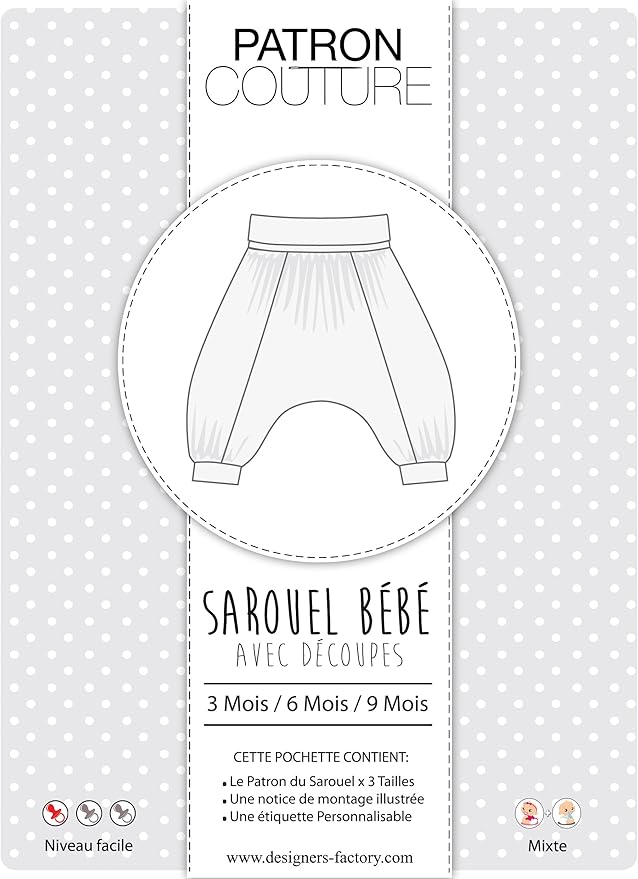 Designers Factory Pack 3 Tailles 3m 6m 9m Patron Sarouel Bebe Avec Decoupes Amazon Fr Cuisine Maison