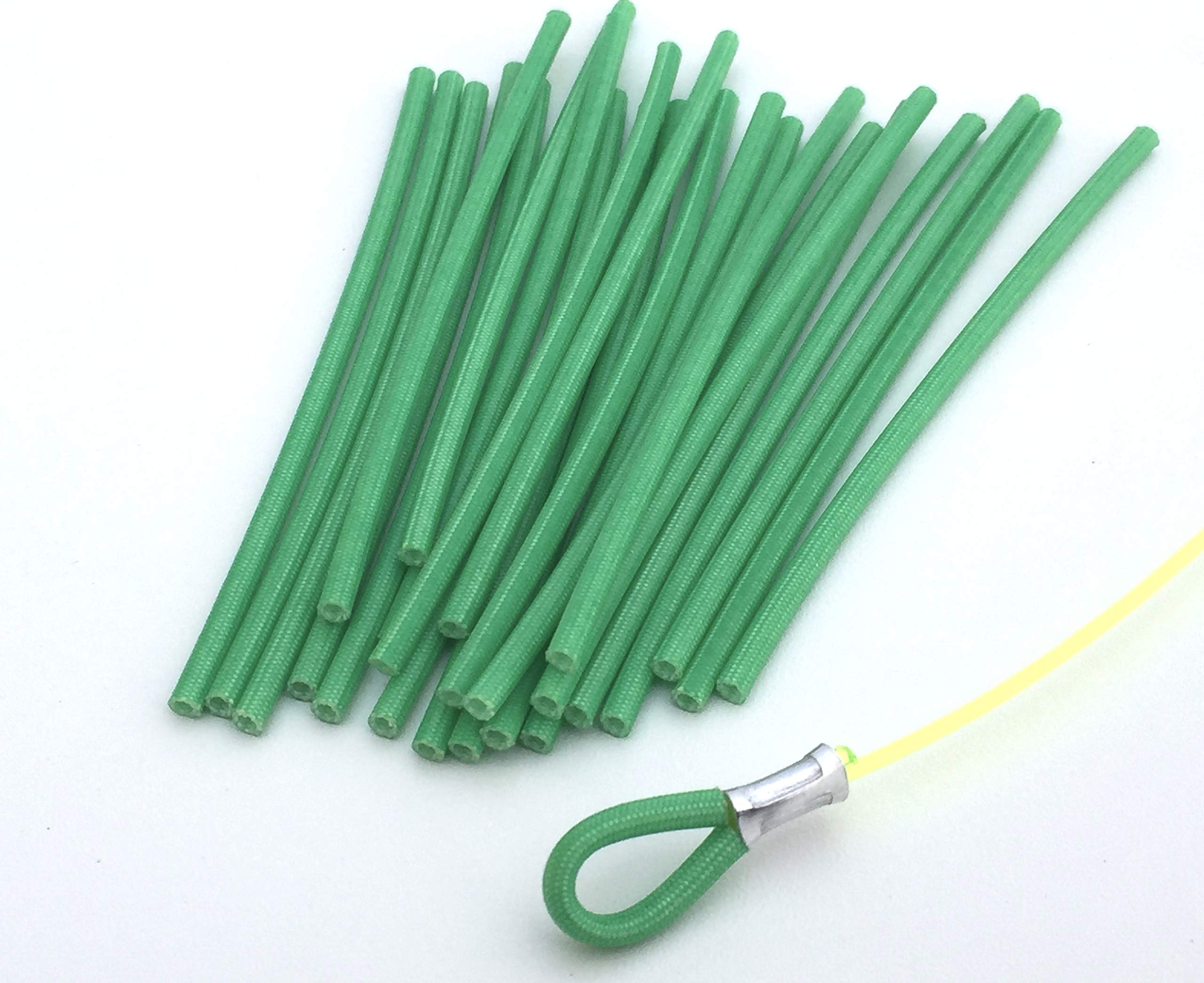 Catch All Tackle Chafing Tubing Coated Polyester Braid Loop Protectors 4" 25 pieces (1.4mm ID) - Green - Universal Fit - Fishing Accessory - Loop-On - Motorcycle (Standard) - Rear Lower