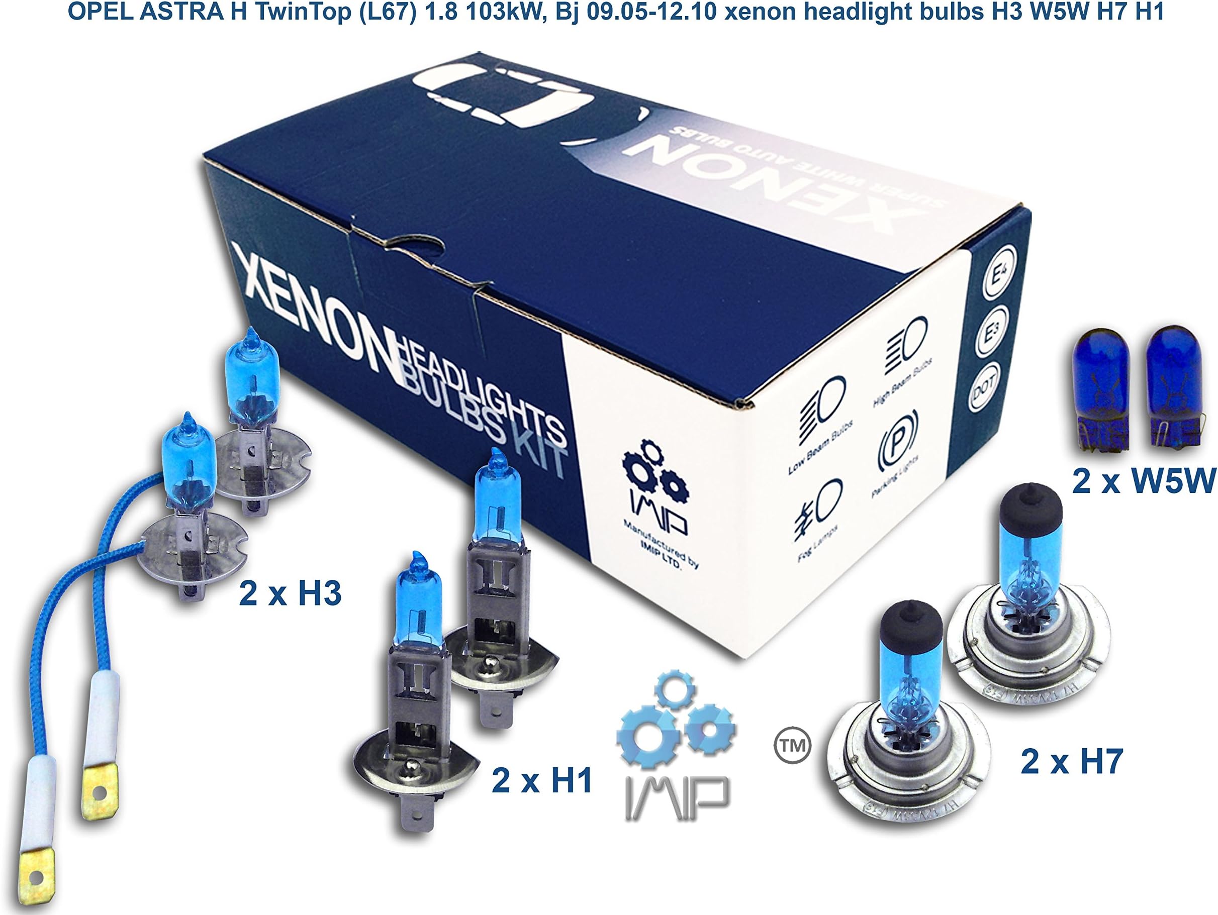 Genius Autoparts Bright Xenon Headlight Bulbs | Easy DIY Headlight Replacement Bulbs Kit, Pairs H3 H7 H1 | High and Low Beam Headlights | Fog Lights Plus Free Side Light Bulbs W5W,(Pack of 3+1)