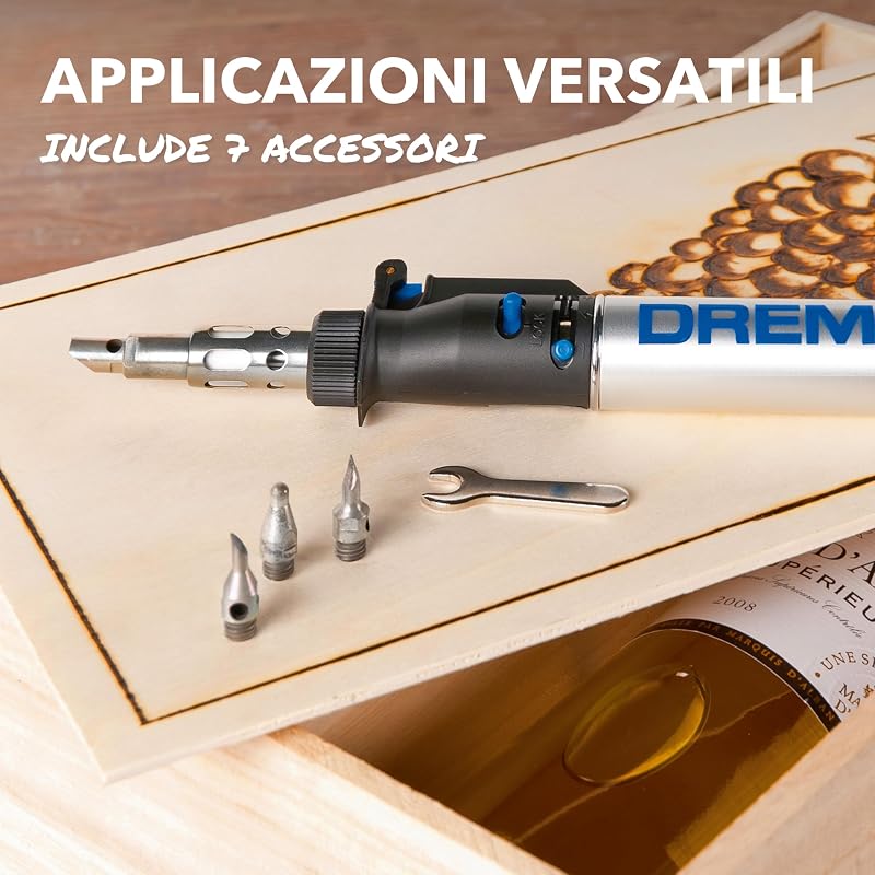 Saldatore senza fili Dremel Versatip 2000 - Kit di saldatura a gas butano con 7 punte intercambiabili per saldatura, bruciatura del legno, pirografia, creazione di gioielli, arte e artigianato