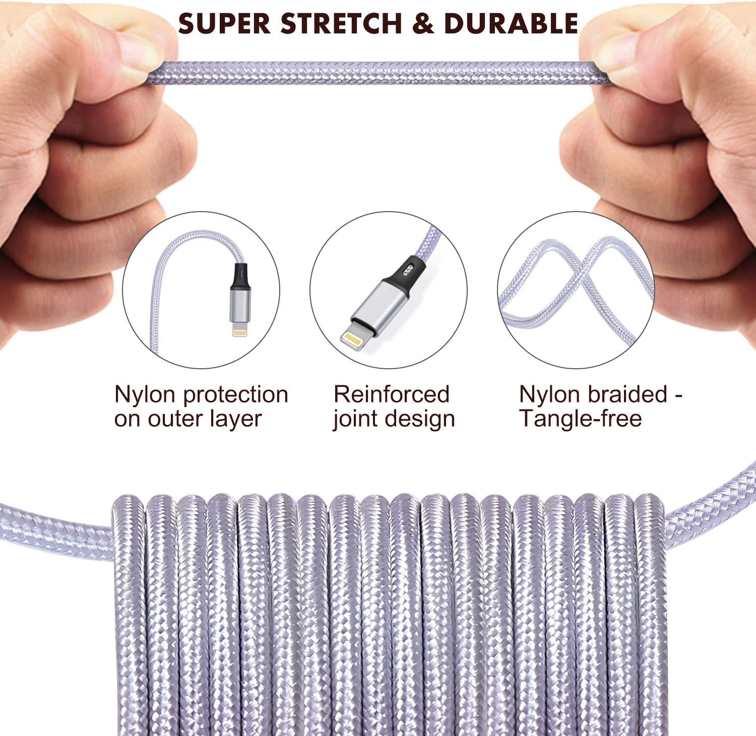 2Pack 6FT Multi Charging Cable 3A, Multi Charger Cable Nylon Braided 4 in 1 Multi USB Cable Multiple Charger Cord Connector with Dual Phone/Type C/Micro USB Port for Cell Phones and More[Upgraded]