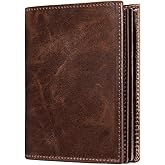 Mens Leather Bifold RFID Vertical Wallet Extra Large Capacity Card Holder with 16 Slots and ID Window