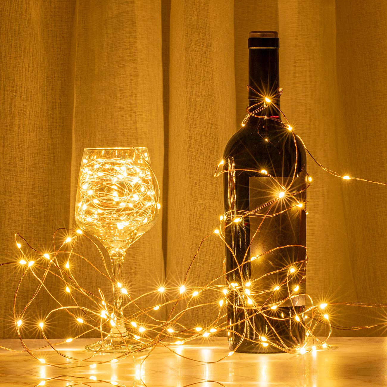 Photo 1 of AWQ 200 LED 66 FT Copper Wire String Lights 8 Modes LED Fairy String Lights USB Powered with Remote Control for Christmas Tree Wedding Party Home Decoration