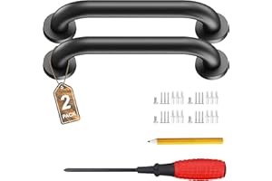 MAICOBI Stair Hand Railing,Safety Handle Bar,Iron Outdoor Deck Rail,Safety Handle Bar,Banister Rail Deck Hand Rail Rustic Pipe Handle Wall Mount Stainless Steel (2), Black