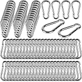 60 Pack 3" Heavy Duty Spring Snap Hook, M8 5/16" Galvanized Steel Carabiner Clip Spring Snap Hook, Small Carabiner Clip Metal Clip for Home Gym, Outdoor Traveling, Swing, Hiking, 500Lbs Capacity