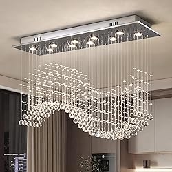 Siljoy Modern Wave Raindrop Crystal Chandelier