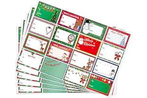 ALHAOZZ 160PCS Christmas Tags Labels, 16 Design Self Adhesive Gift Stickers Name Tags with Santa Snowmen Xmas Tree Reindeer Bells Holiday Decorative Tags for Christmas Presents