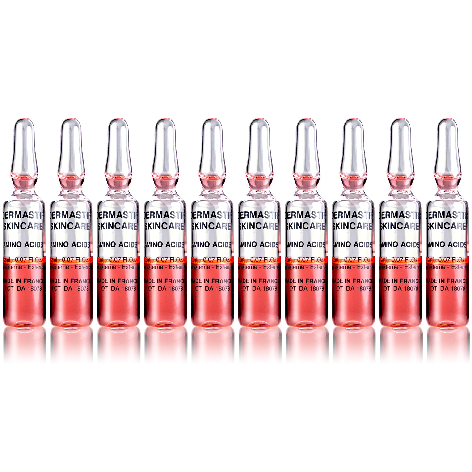 Dermastir Amino Acid Ampoules – Anti-Aging, Repairs and Strengthens Skin Elasticity - Made in France, 10 vials of 2ml