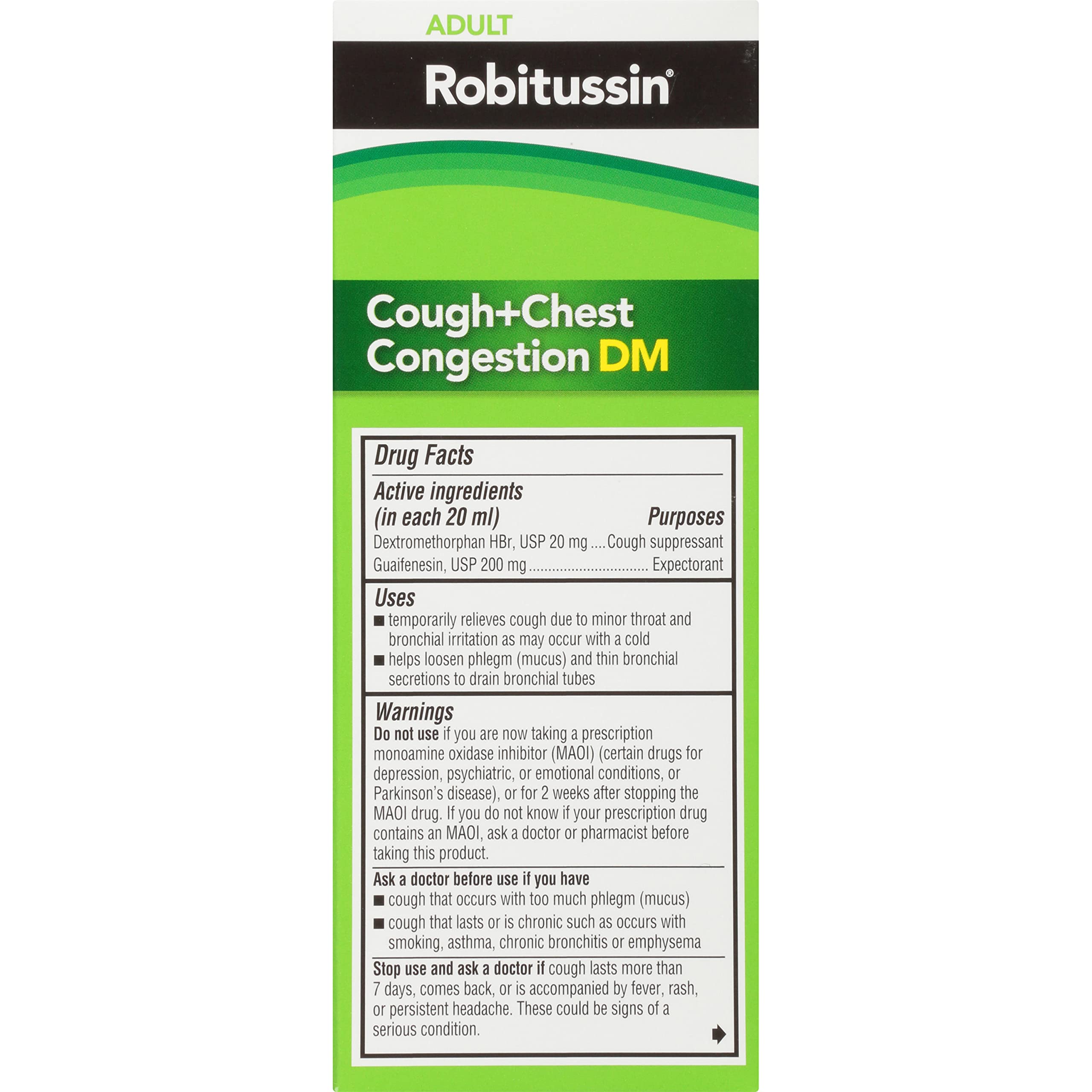 Robitussin Cough And Chest Congestion DM, Cough Suppressant And