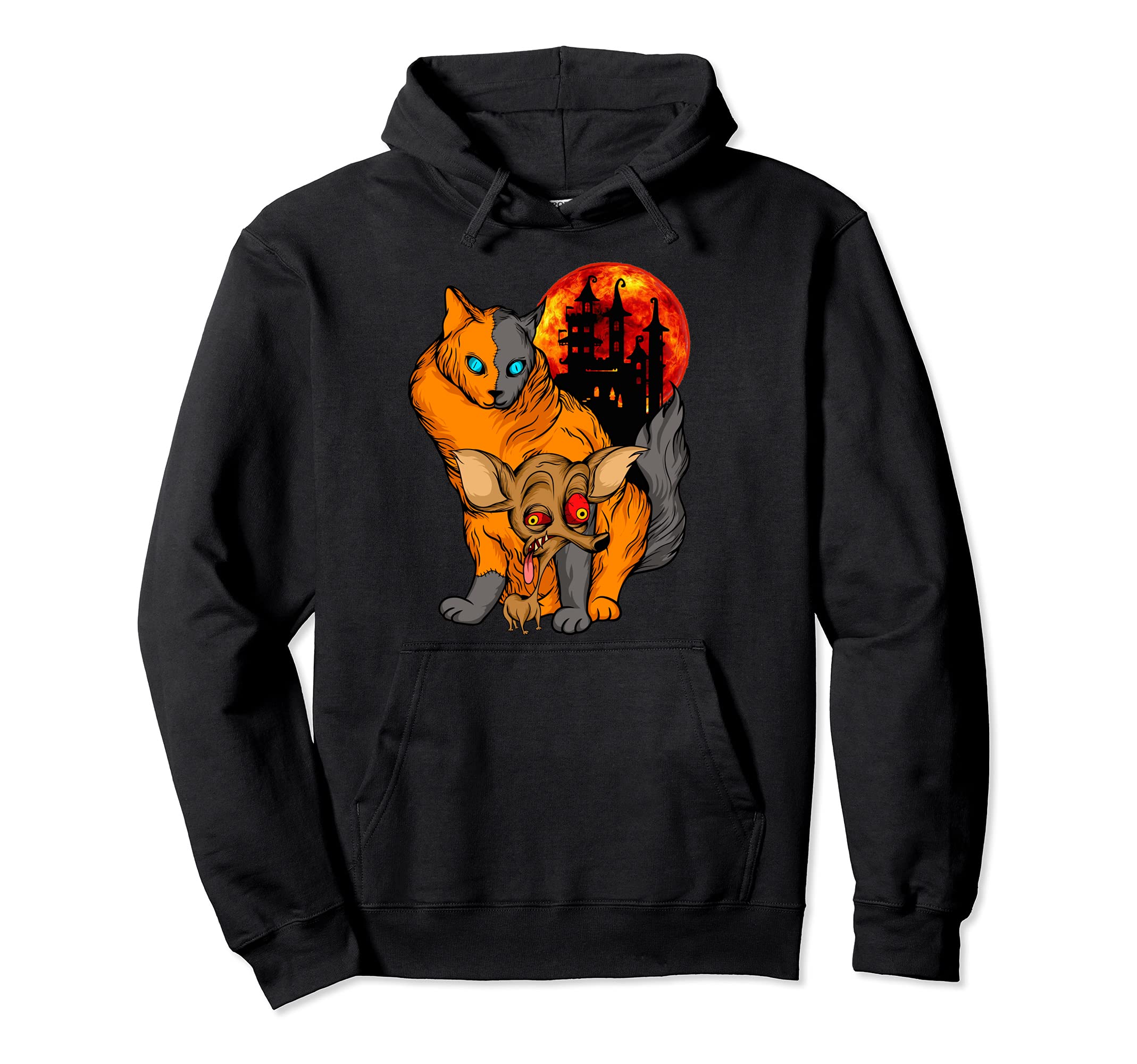 Transylvanian Monster Cat and Dog with Blood Moon #004 Pullover Hoodie