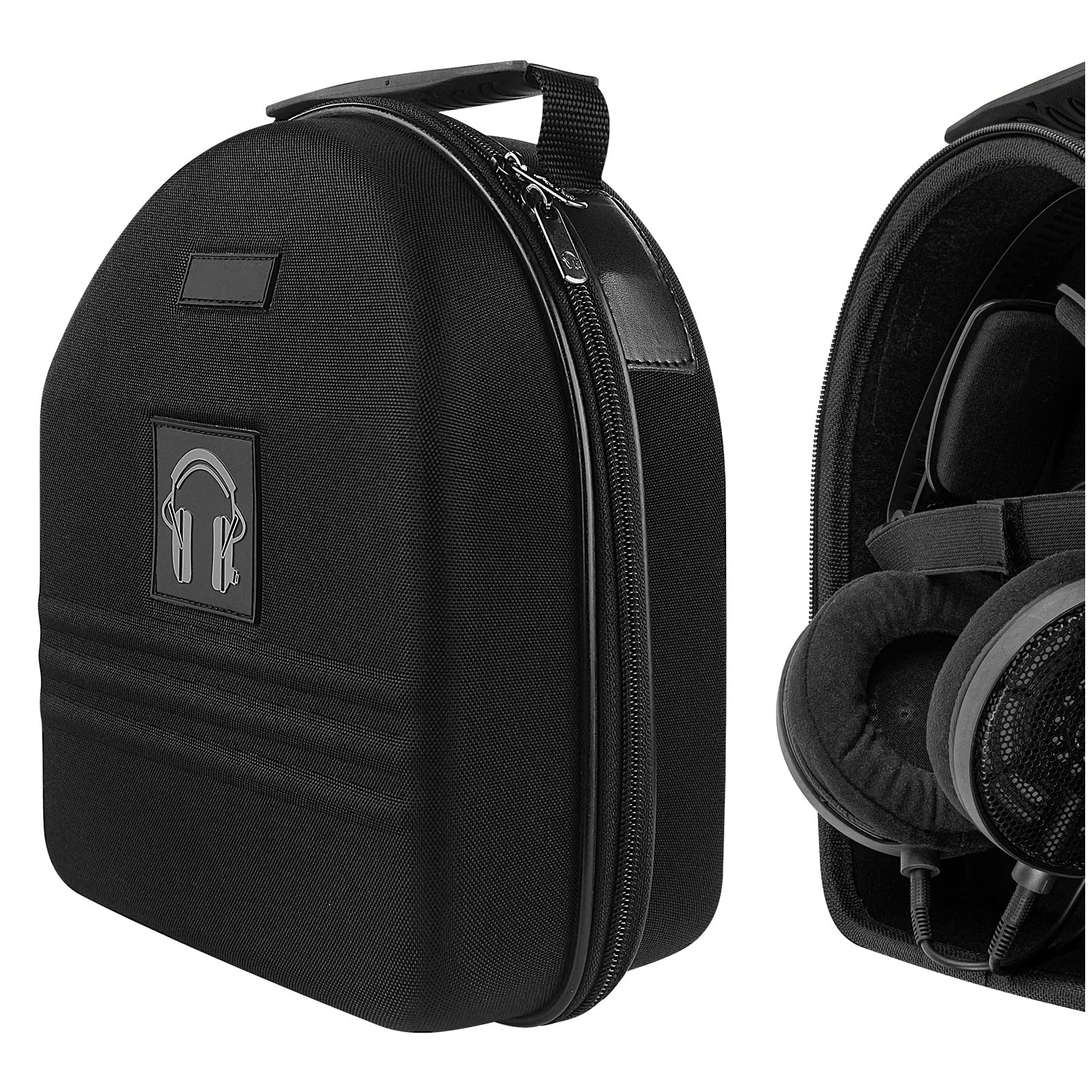 Geekria Shield Headphones Case Compatible with Audio-Technica ATH-R50x, ATH-AD1000X, ATH-A990Z, ATH-A900x, Replacement Extra Hard Shell Travel Carrying Bag with Cable Storage (Black)
