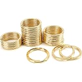 20 PCS Brass Flat Split Key Rings, 25mm (1") Diameter, Solid Brass Keyrings for Keys, Clasps, Attachments for Charms, DIY Crafts at Home, Car, Office Use (Gold)
