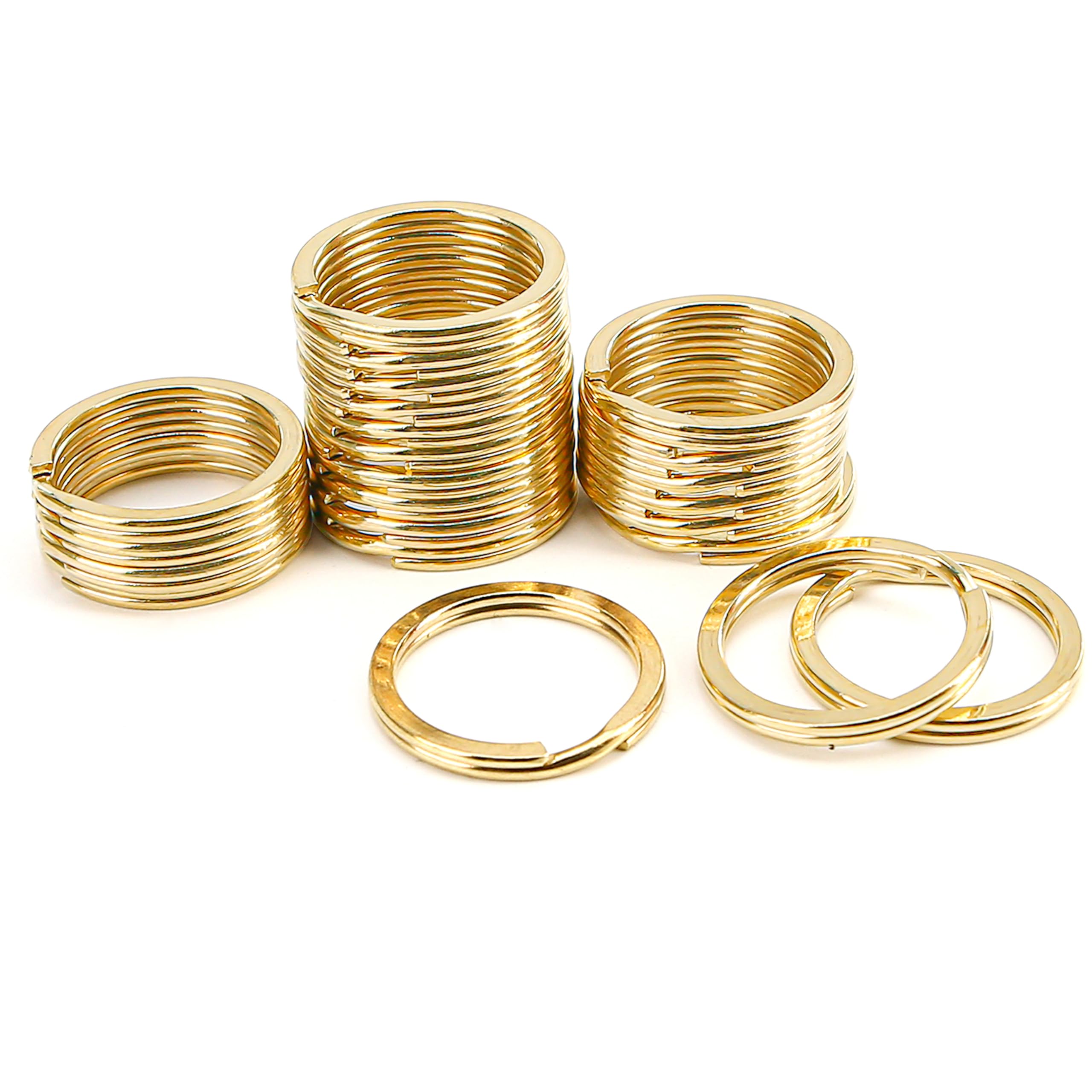 Photo 1 of 20 PCS Brass Flat Split Key Rings, 25mm (1") Diameter, Solid Brass Keyrings for Keys, Clasps, Attachments for Charms, DIY Crafts at Home, Car, Office Use (Gold)