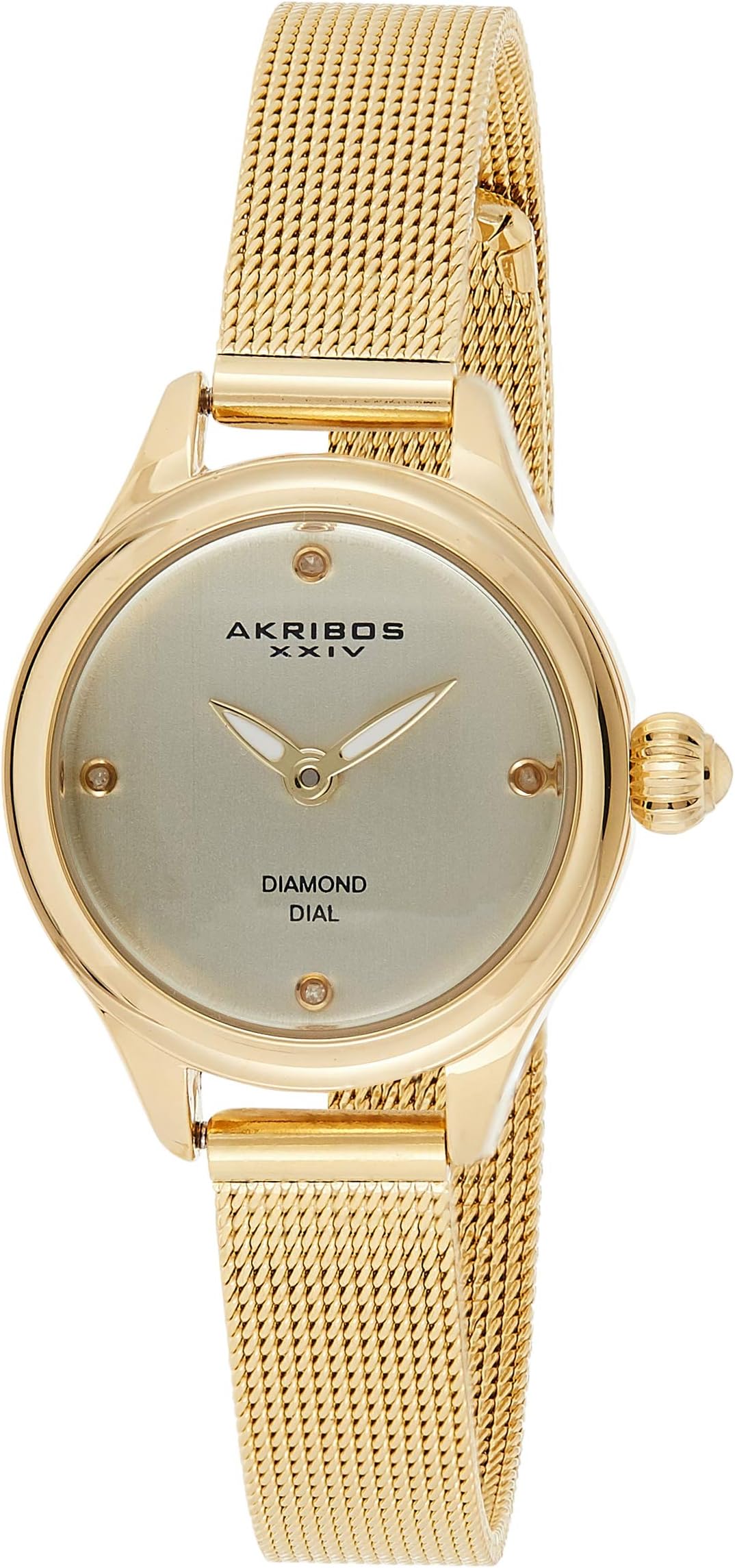 Akribos XXIV Women's Swarovski Crystal Watch - Mother of Pearl On Flower Dial - Diamond Hour Markers on Chain Link Bracelet - AK874