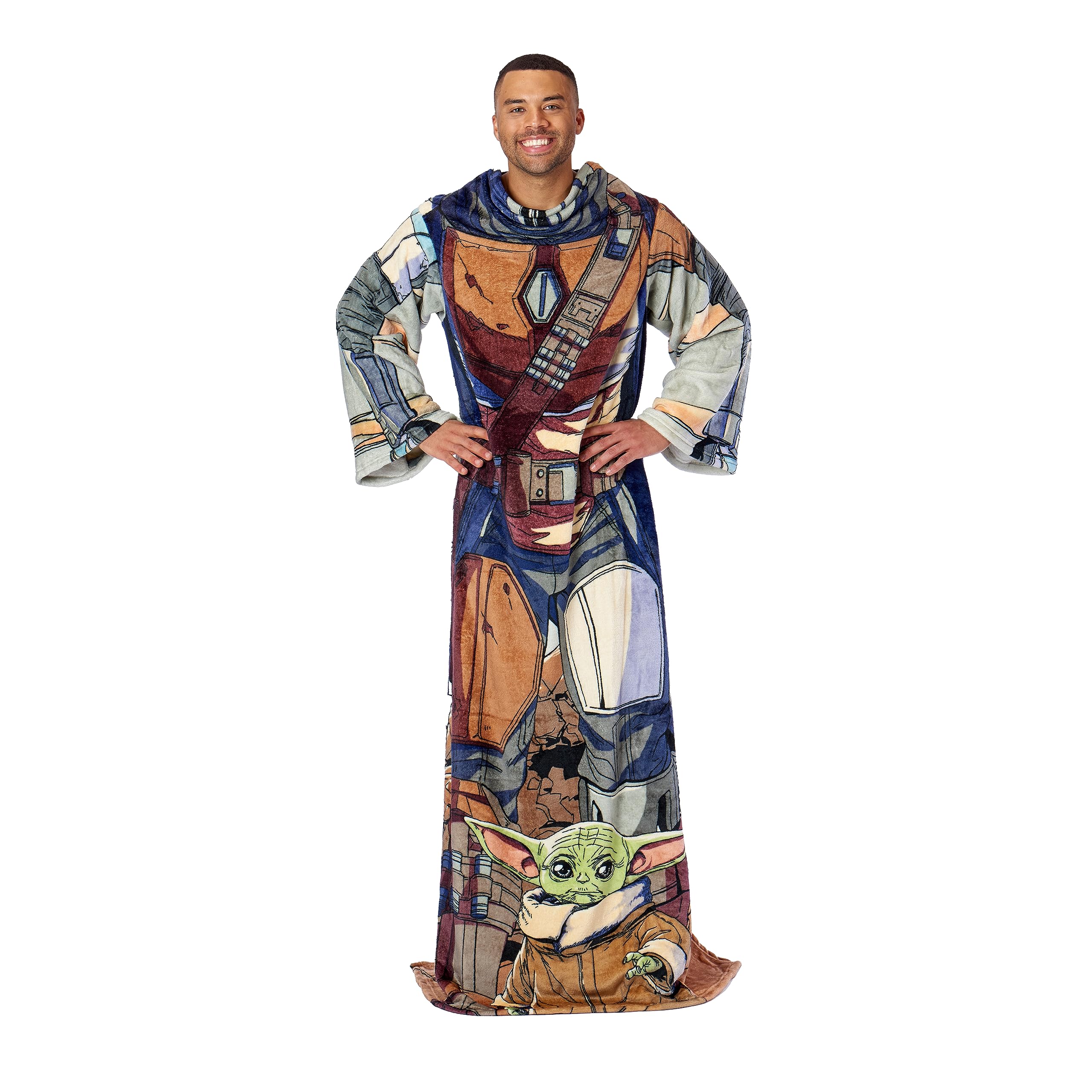 Northwest Star Wars: The Mandalorian Comfy Mando Adult Silk Touch Comfy Throw Blanket with Sleeves, 48" x 71" — image 1