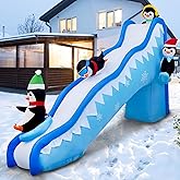 6FT Christmas Inflatables Decorations Outdoor Penguin Slide Blow Up Build-in LED Lights for Yard Lawn Indoor Holiday Party