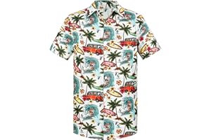 Yoimira Hawaiian Shirts for Men, Summer Mens Casual Short Sleeve Button Down Shirts Floral Men's Tropical Beach Shirt