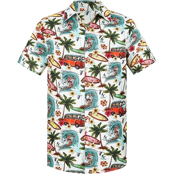 Palm Wave Men's Hawaiian Custom Emboridery Shirt Aloha Shirt