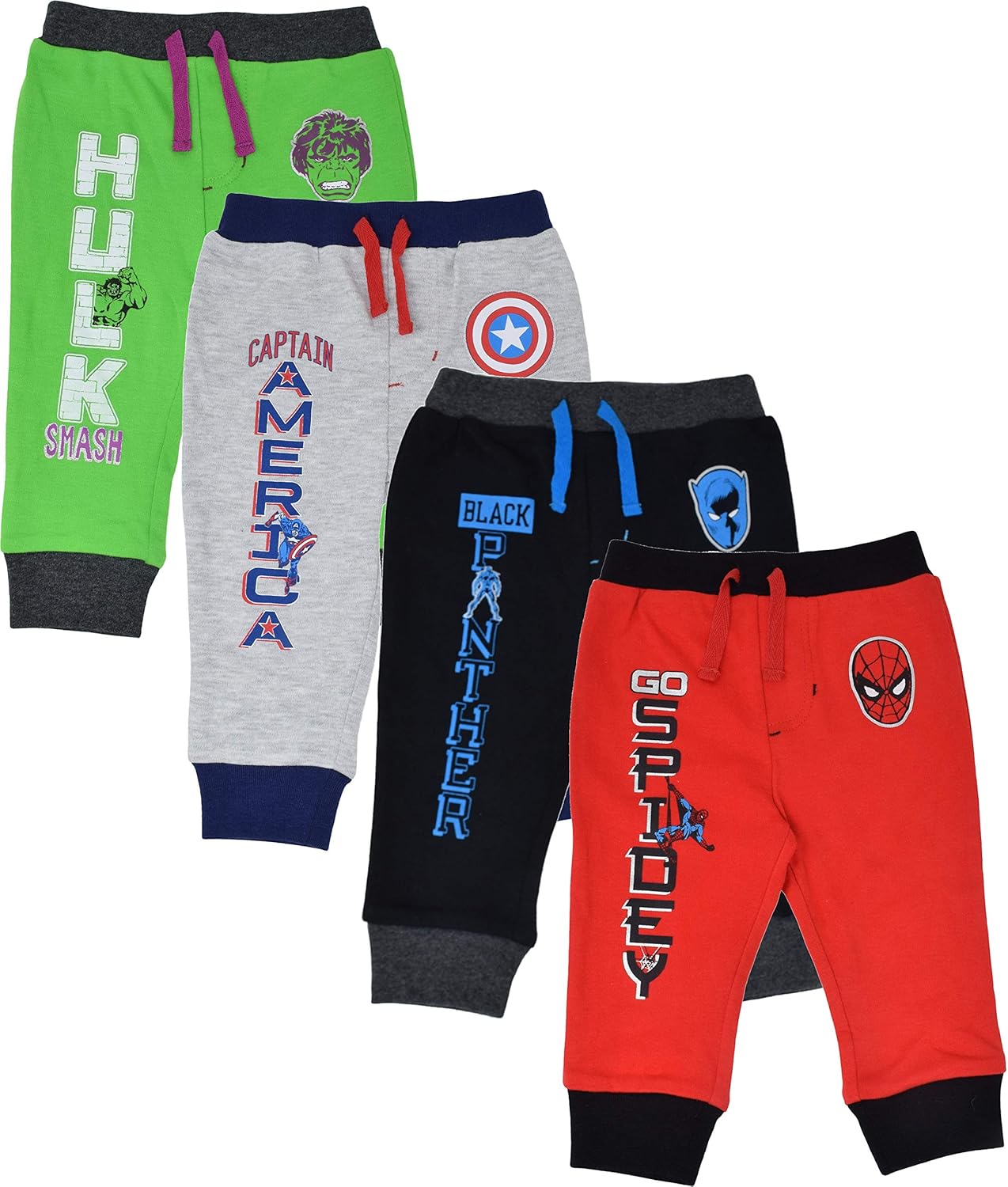 Marvel Avengers Black Panther Spiderman Incredible Hulk Captain America 4 Pack Pants: Clothing
