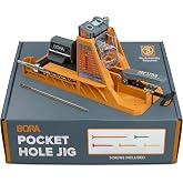 BORA Automatic Pocket Hole Jig Kit &amp; 50 Screws Drill Guide for Woodworking | Auto Adjusting Pocket Screw Jig, Heavy Duty Woodworking Pocket Hole Jig, Pocket Hole System, Auto Measuring Drill Guide