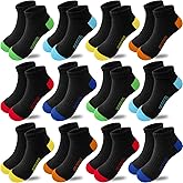 Tsmollyu Boys Socks 12 Pairs Low Cut Ankle Sock for Boy Sport Athletic Running Sock