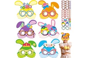Kepeel 24 Packs Easter Bunny Mask Craft Kit for Kids, Easter DIY Art Bunny Mask Crafts for Boys Girls Ages 3-5, 4-8, 8-10, Spring Easter Classroom Game Activities Project Party Decorations Favors Gift