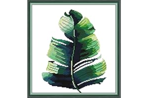 Svarog Stamped Cross Stitch Kits Beginners Full Range of Embroidery Patterns Starter Kits for Adult or Kids DIY Cross Stitches Needlepoint Kits 14CT-Green Plant（1） 12.2x12.6 inch