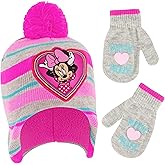Disney Girls Toddler Winter Hat and Mittens Set Ages 2-4 Or Minnie Mouse Hat and Kids Gloves Set for Ages 4-7