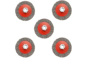AUPREX 5 Pack 4 Inch Coarse Crimped Wire Wheel Brush for Angle Grinder with 5/8 Inch-11 Threaded Arbor - 0.014 Inch Carbon Steel Wire -Light Duty Conditioning for Metals