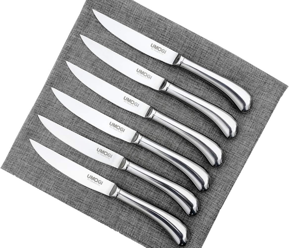 Steak Knives Set of 6 Premium Stainless Steel, Dishwasher Safe