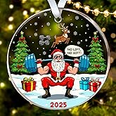 HEXMOZ Weight Lifting Christmas Ornament - Weight Loss Gifts for Men, Weightlifting Gifts for Weightlifters Men Women - Workout Gym Fitness Xmas Presents, Santa Gag Gift - Acrylic Xmas Ornament