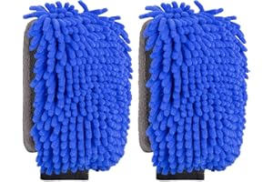 bemece 2PCS Car Wash Mitt, Efficient 3-in-1 Car Cleaning Mitt for Whole Car Washing, Scratch & Lint Free, Super Absorbent-Blue