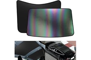 ROCCS Sunshade Roof for Tesla Model 3 2023-2021, Colorful Ice Crystal Glass Roof Sunshade, No-Sag Design, Retractable, Heat Insulation, Snap Foldable (Black)
