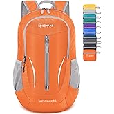 ZOMAKE Ultra Lightweight Packable Backpack 25L, Foldable Hiking Backpacks Water Resistant Small Folding Daypack for Travel(Orange)