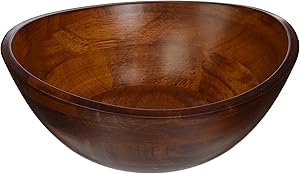 Lipper International Cherry Finished Wavy Rim Serving Bowl for Fruits or Salads, Matte, Small, 7.5" x 7.25" x 3", Single Bowl