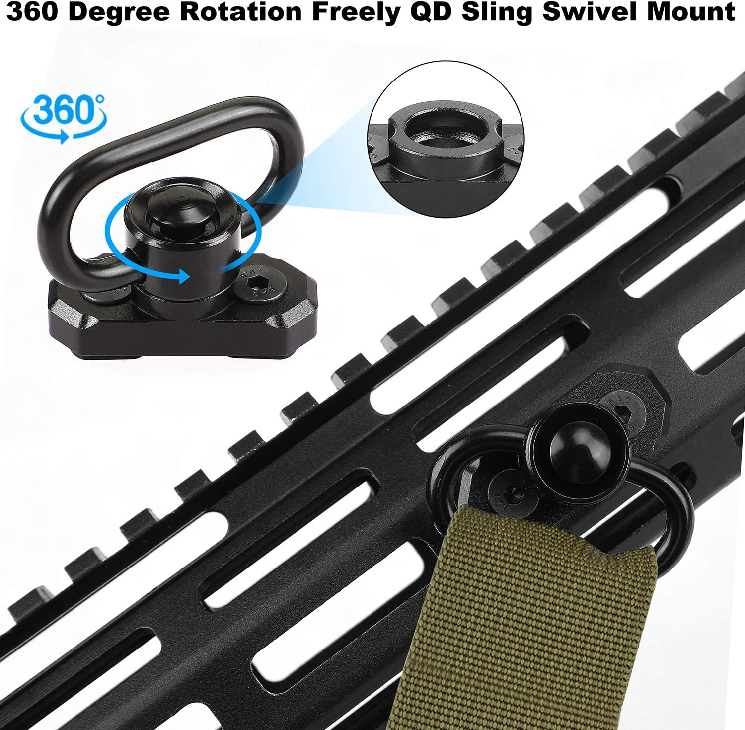 REERON MLOK QD Sling Mount Sling Swivels, 2 Pack 360° Rotation 1.25" Quick Detach Push Button QD Sling Swivels Mounts Adaptor for M-lok System : Sports & Outdoors