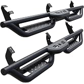 Running Boards Compatible with Toyota 4Runner 2010-2024 Trail Edition, 2014-2024 SR5/TRD Pro, 6" 2-Stairs Side Step Rails Coated Black Carbon Steel Nerf Bars