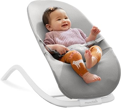 Munchkin 2-in-1 Spring Baby Bouncer Rocker Grey birth to 20 lb