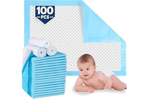 Disposable Changing Pads for Baby (Pack of 100Pcs) – 45 x 33cm 6 Layers Diaper Changing Pad with Leak-Proof, Absorbent & Quic