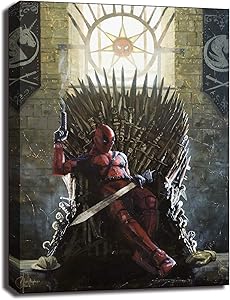 Deadpool On The Iron Throne Canvas Prints Picture Movie Paintings For Living Room Poster On The Wall Home Decor (No Frame