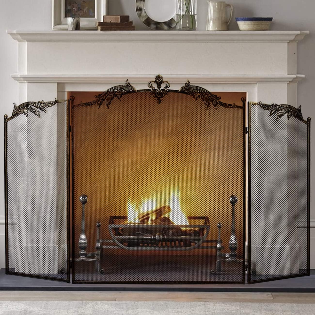 BEAMNOVA Fireplace Screen Decorative Flat Cover 3 Panel