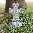 Floryden Dog Memorial Statue, Sleeping Dog Angel Cross Tombstone Grave Markers for Deceased Pet, Loss of Dog Memorial Sympathy Gifts Polyresin, Stone Finish 8.27inch