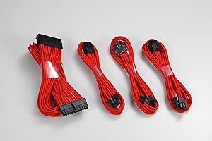Phanteks 24 Pin/ 8pin (4+4) M/B, 8pin (6+2) PCI-E Extension Cable Kit 500mm Length, Red (PH-CB-CMBO_RD)