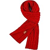 PAGE ONE Women's Ribbed Knit Scarf Winter Warm Long Big Wrap Cashmere Wool Thick Large Chunky Scarf for Women