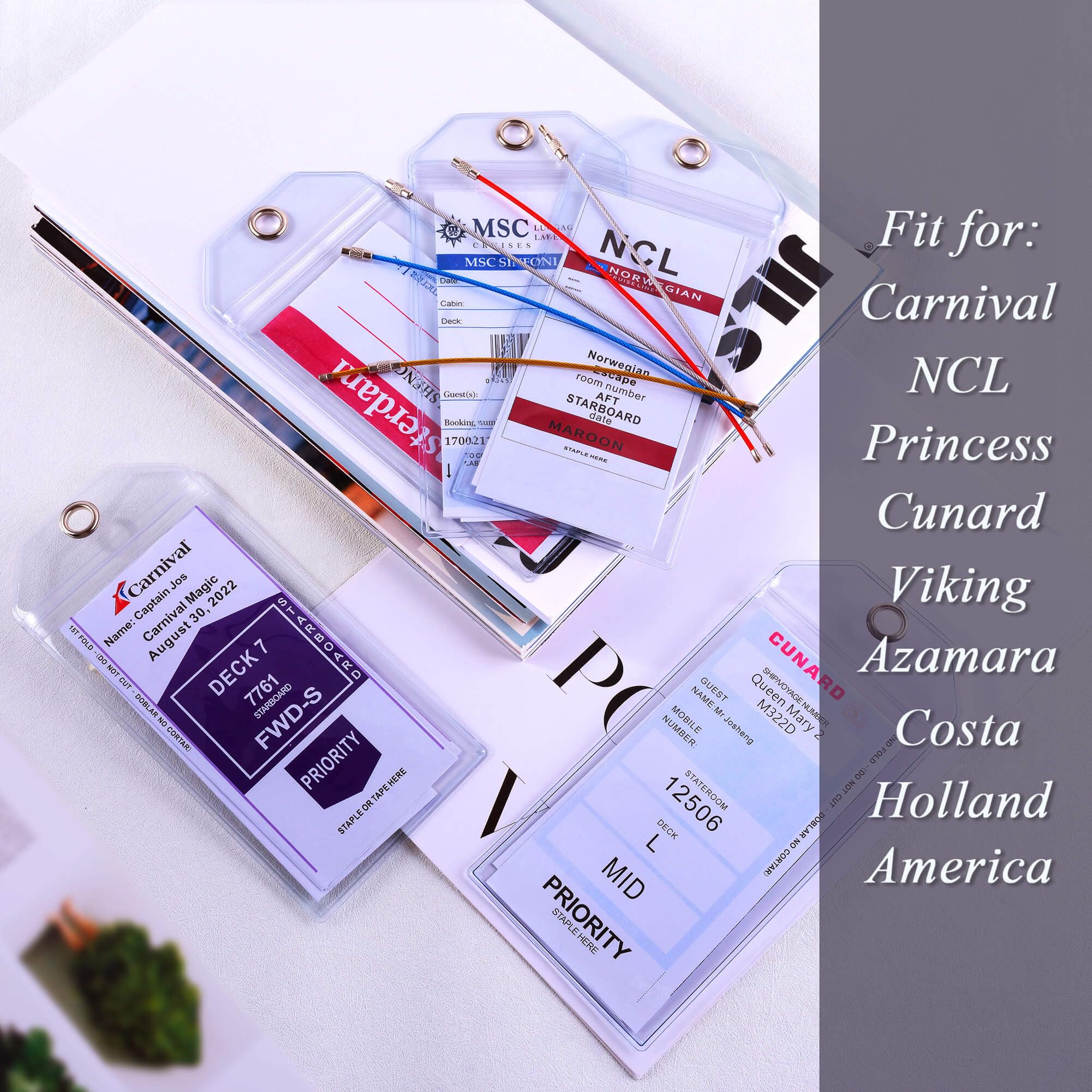 Cruise Ship Essentials for Carnival, Princess, NCL, MSC by JOLLYANTS, Cruise Luggage Tag Holders, Cruise Must Haves Waterproof & Reusable