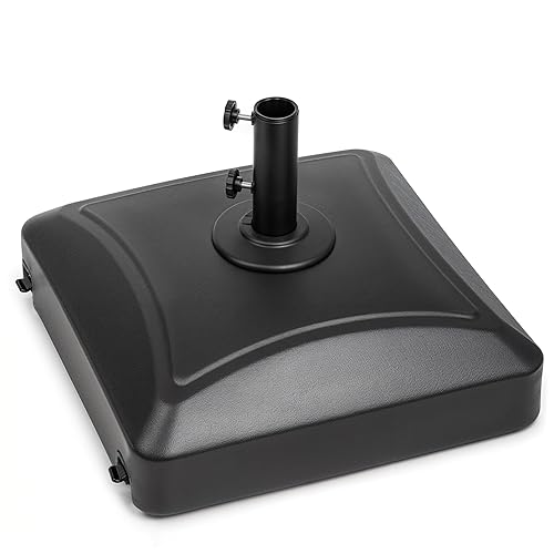 InfiniPower 125lbs Mobile Base Heavy Duty Fillable Square Market Umbrella Stand for Outdoor Lawn, Patio, Deck, Poolside, Black